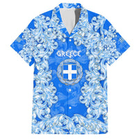 Greece Baroque Pattern Family Matching Short Sleeve Bodycon Dress and Hawaiian Shirt with Greek Flag Crest and Country Map