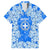Greece Baroque Pattern Family Matching Short Sleeve Bodycon Dress and Hawaiian Shirt with Greek Flag Crest and Country Map