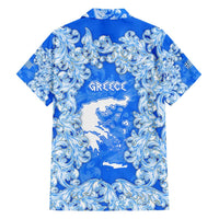 Greece Baroque Pattern Family Matching Summer Maxi Dress and Hawaiian Shirt with Greek Flag Crest and Country Map