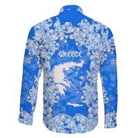 Greece Baroque Pattern Family Matching Summer Maxi Dress and Hawaiian Shirt with Greek Flag Crest and Country Map