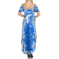 Greece Baroque Pattern Family Matching Summer Maxi Dress and Hawaiian Shirt with Greek Flag Crest and Country Map
