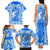 Greece Baroque Pattern Family Matching Tank Maxi Dress and Hawaiian Shirt with Greek Flag Crest and Country Map