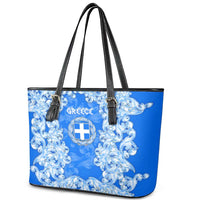 Greece Baroque Pattern Leather Tote Bag with Greek Flag Crest and Country Map