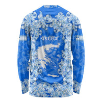 Greece Baroque Pattern Long Sleeve Shirt with Greek Flag Crest and Country Map