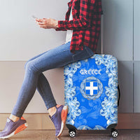 Greece Baroque Pattern Luggage Cover with Greek Flag Crest and Country Map