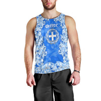 Greece Baroque Pattern Men Tank Top with Greek Flag Crest and Country Map