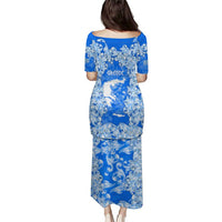 Greece Baroque Pattern Puletasi with Greek Flag Crest and Country Map