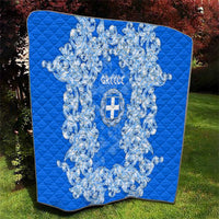 Greece Baroque Pattern Quilt with Greek Flag Crest and Country Map