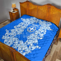 Greece Baroque Pattern Quilt with Greek Flag Crest and Country Map