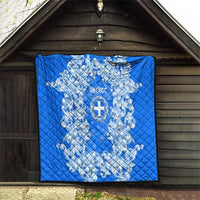 Greece Baroque Pattern Quilt with Greek Flag Crest and Country Map