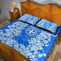 Greece Baroque Pattern Quilt Bed Set with Greek Flag Crest and Country Map