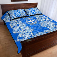 Greece Baroque Pattern Quilt Bed Set with Greek Flag Crest and Country Map