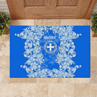 Greece Baroque Pattern Rubber Doormat with Greek Flag Crest and Country Map