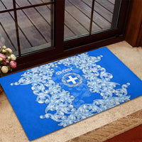 Greece Baroque Pattern Rubber Doormat with Greek Flag Crest and Country Map