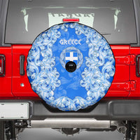 Greece Baroque Pattern Spare Tire Cover with Greek Flag Crest and Country Map