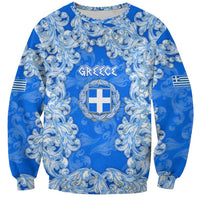 Greece Baroque Pattern Sweatshirt with Greek Flag Crest and Country Map