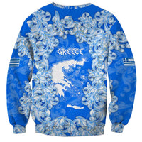 Greece Baroque Pattern Sweatshirt with Greek Flag Crest and Country Map