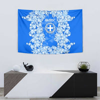 Greece Baroque Pattern Tapestry with Greek Flag Crest and Country Map