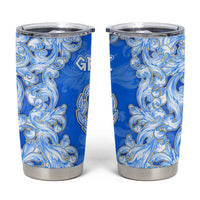 Greece Baroque Pattern Tumbler Cup with Greek Flag Crest and Country Map