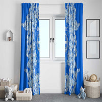 Greece Baroque Pattern Window Curtain with Greek Flag Crest and Country Map