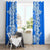 Greece Baroque Pattern Window Curtain with Greek Flag Crest and Country Map