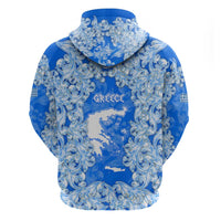 Greece Baroque Pattern Zip Hoodie with Greek Flag Crest and Country Map