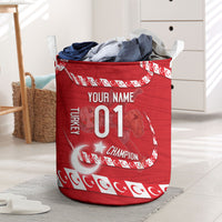 Personalized Turkey Football Bozkurt Mascot Laundry Basket Turkish Flag Crescent Moon Red And White Comic Art