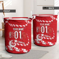 Personalized Turkey Football Bozkurt Mascot Laundry Basket Turkish Flag Crescent Moon Red And White Comic Art