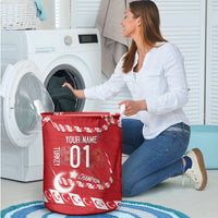Personalized Turkey Football Bozkurt Mascot Laundry Basket Turkish Flag Crescent Moon Red And White Comic Art
