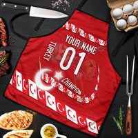 Personalized Turkey Football Bozkurt Mascot Apron Turkish Flag Crescent Moon Red And White Comic Art
