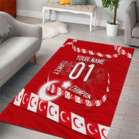 Personalized Turkey Football Bozkurt Mascot Area Rug Turkish Flag Crescent Moon Red And White Comic Art