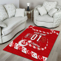 Personalized Turkey Football Bozkurt Mascot Area Rug Turkish Flag Crescent Moon Red And White Comic Art