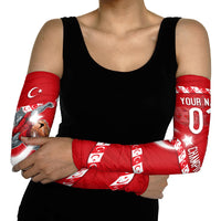 Personalized Turkey Football Bozkurt Mascot Arm Sleeves Turkish Flag Crescent Moon Red And White Comic Art