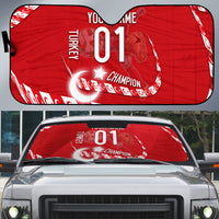 Personalized Turkey Football Bozkurt Mascot Auto Sun Shade Turkish Flag Crescent Moon Red And White Comic Art