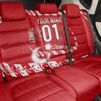 Personalized Turkey Football Bozkurt Mascot Back Car Seat Cover Turkish Flag Crescent Moon Red And White Comic Art