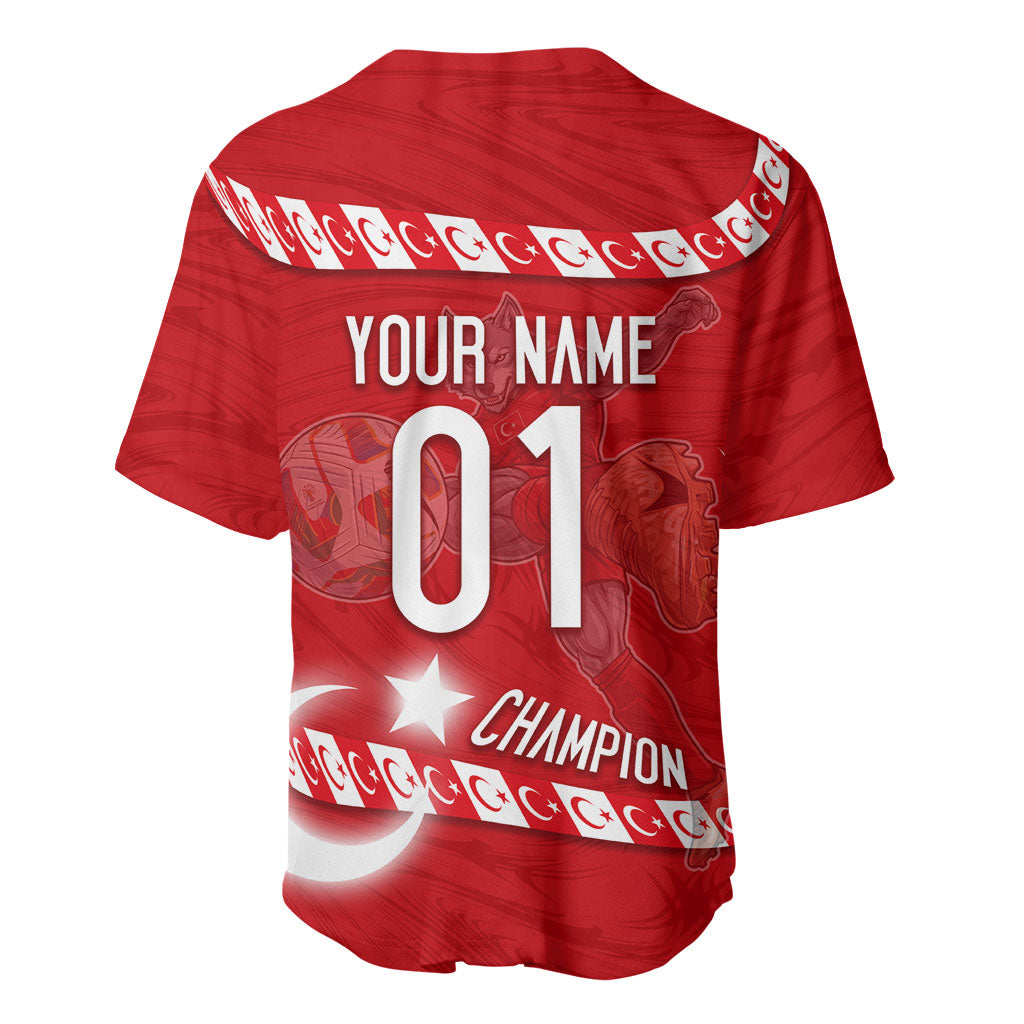 Personalized Turkey Football Bozkurt Mascot Baseball Jersey Turkish Flag Crescent Moon Red And White Comic Art