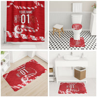 Personalized Turkey Football Bozkurt Mascot Bathroom Set Turkish Flag Crescent Moon Red And White Comic Art