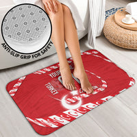 Personalized Turkey Football Bozkurt Mascot Bathroom Set Turkish Flag Crescent Moon Red And White Comic Art