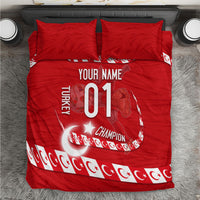 Personalized Turkey Football Bozkurt Mascot Bedding Set Turkish Flag Crescent Moon Red And White Comic Art