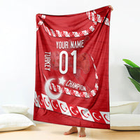 Personalized Turkey Football Bozkurt Mascot Blanket Turkish Flag Crescent Moon Red And White Comic Art