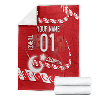Personalized Turkey Football Bozkurt Mascot Blanket Turkish Flag Crescent Moon Red And White Comic Art
