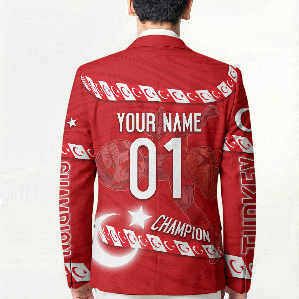 Personalized Turkey Football Bozkurt Mascot Blazer Turkish Flag Crescent Moon Red And White Comic Art