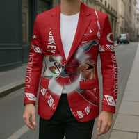 Personalized Turkey Football Bozkurt Mascot Blazer Turkish Flag Crescent Moon Red And White Comic Art