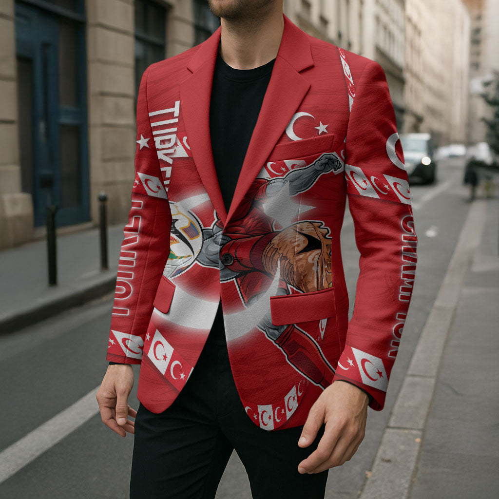 Personalized Turkey Football Bozkurt Mascot Blazer Turkish Flag Crescent Moon Red And White Comic Art