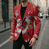 Personalized Turkey Football Bozkurt Mascot Blazer Turkish Flag Crescent Moon Red And White Comic Art