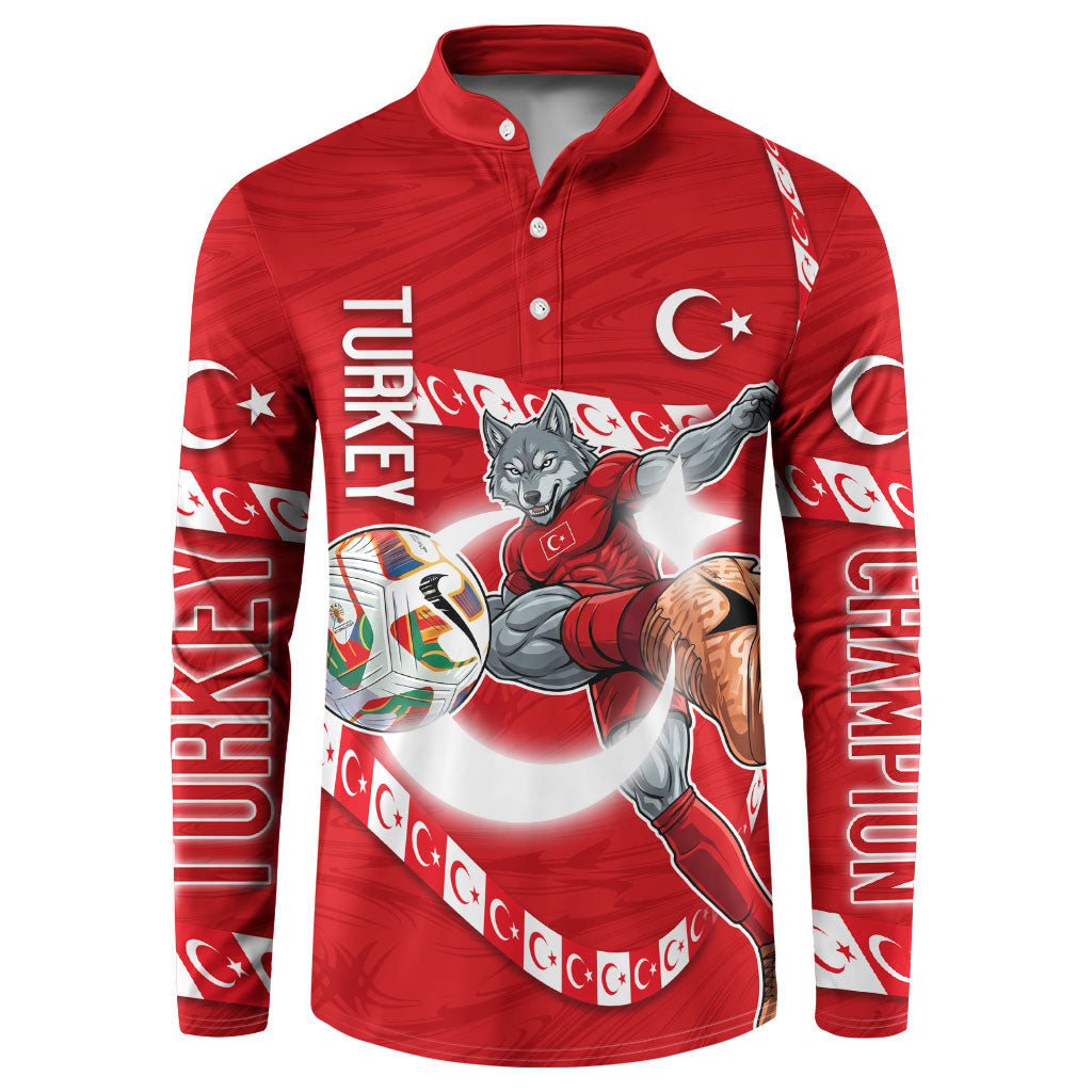 Personalized Turkey Football Bozkurt Mascot Button Sweatshirt Turkish Flag Crescent Moon Red And White Comic Art
