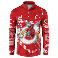 Personalized Turkey Football Bozkurt Mascot Button Sweatshirt Turkish Flag Crescent Moon Red And White Comic Art