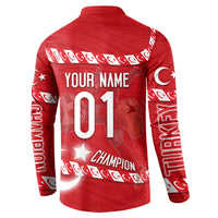 Personalized Turkey Football Bozkurt Mascot Button Sweatshirt Turkish Flag Crescent Moon Red And White Comic Art