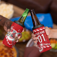 Personalized Turkey Football Bozkurt Mascot 4 in 1 Can Cooler Tumbler Turkish Flag Crescent Moon Red And White Comic Art