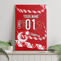 Personalized Turkey Football Bozkurt Mascot Canvas Wall Art Turkish Flag Crescent Moon Red And White Comic Art